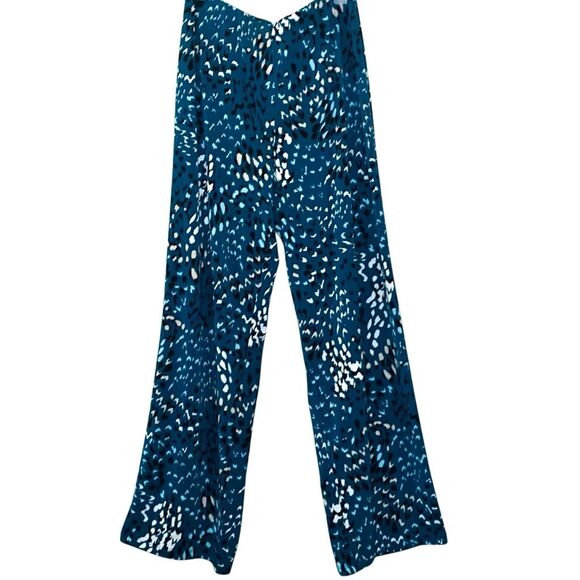 JM Collection Elastic Waist Variation Spots Printed Pull-on Pants Teal Small - Picture 1 of 4